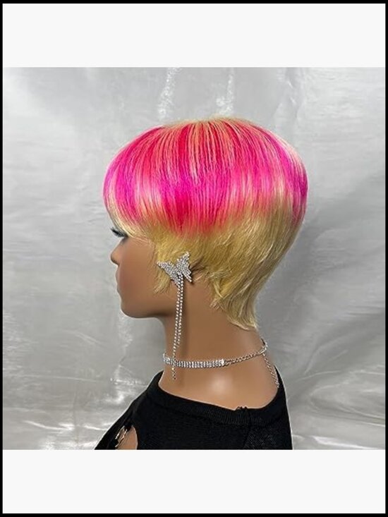 Short Pixie Cut Wig with Bangs Heat Resistant Synthetic Hairpiece Daily Wear